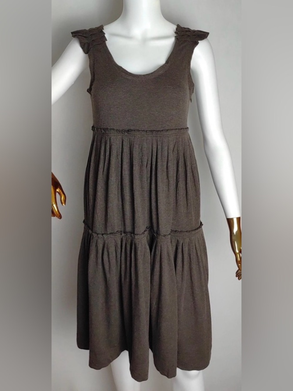 Marc by Marc jacobs brown boho y2k tiered ruffle dress summer casual $360 rare